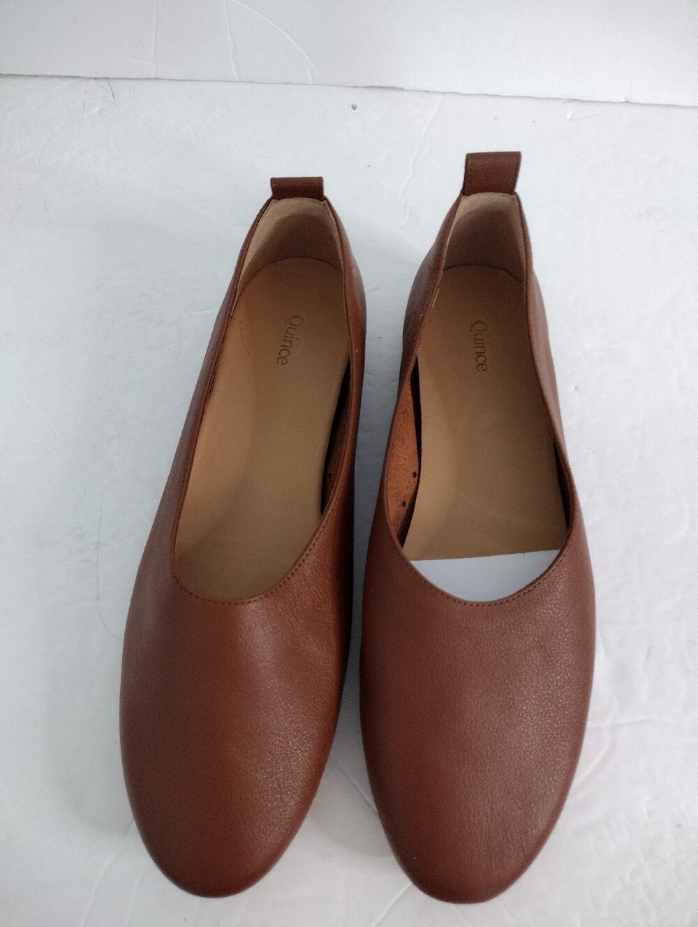 Quince Women Italian Leather Glove Ballet Flats Shoes Cognac Size 7.5 New - Picture 6 of 11